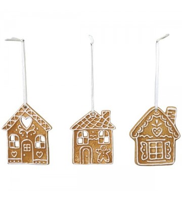 XMAS Lebkuchenanhänger 3-er SET Gingerbread, Dolomite, ca. 10,2x2x6 cm