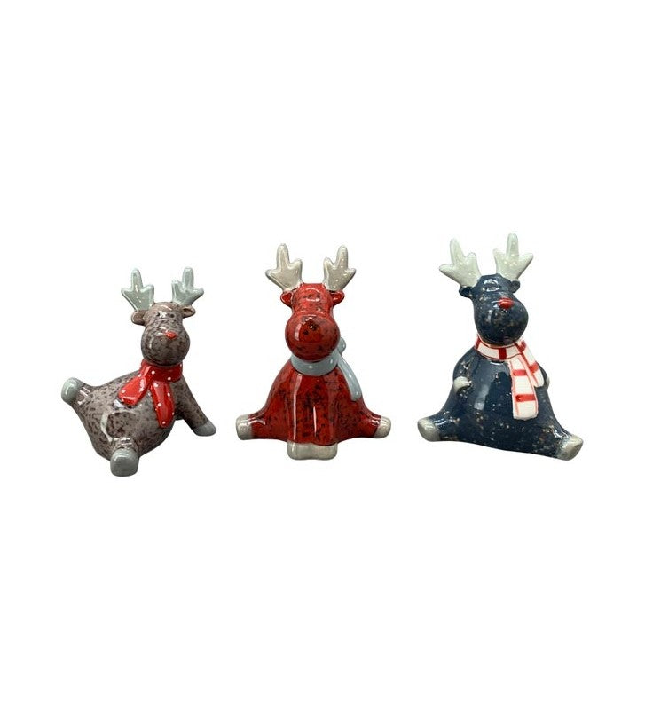 XMAS Dekofigur Rentier 3-er Set, Chrissie, je ca. 8,6x7x12 cm