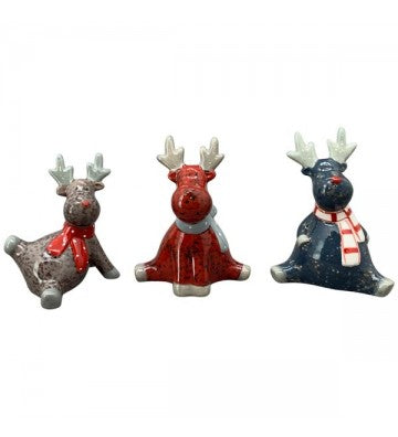 XMAS Dekofigur Rentier 3-er Set, Chrissie, je ca. 8,6x7x12 cm