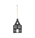 XMAS Dekoanhänger 4-er SET Haus schwarz Schiefer ca. 12 cm lang