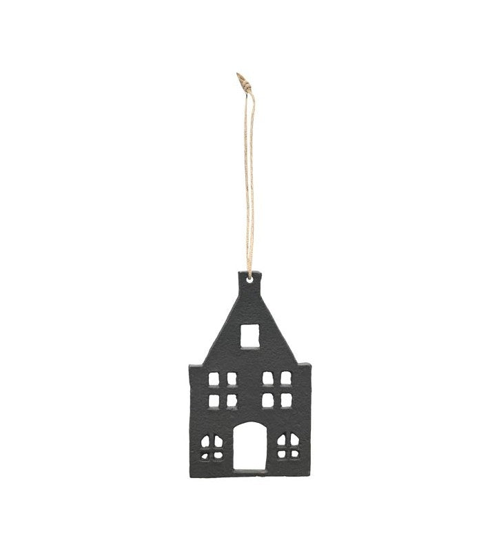 XMAS Dekoanhänger 4-er SET Haus schwarz Schiefer ca. 12 cm lang