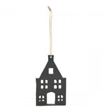 XMAS Dekoanhänger 4-er SET Haus schwarz Schiefer ca. 12 cm lang