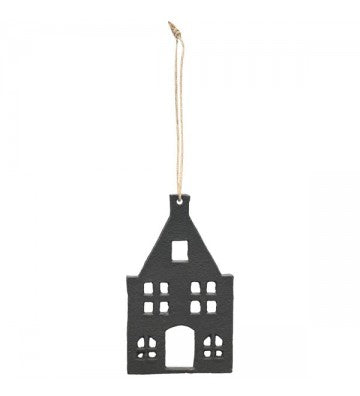 XMAS Dekoanhänger 4-er SET Haus schwarz Schiefer ca. 12 cm lang