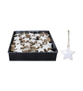 XMAS Sternanhänger 6-er SET Sternanhänger, Emaille weiß, Holz ca. 5x5x2cm