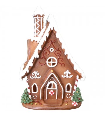 XMAS Lebkuchenhaus mit LED Gingerbread, Polyresin ca. 10x7,5x15cm