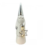 XMAS Wichtel Santa aus Keramik mit LED  ca. 9,1x9,1x35,3 cm inkl. 2 x LR44 Batterien