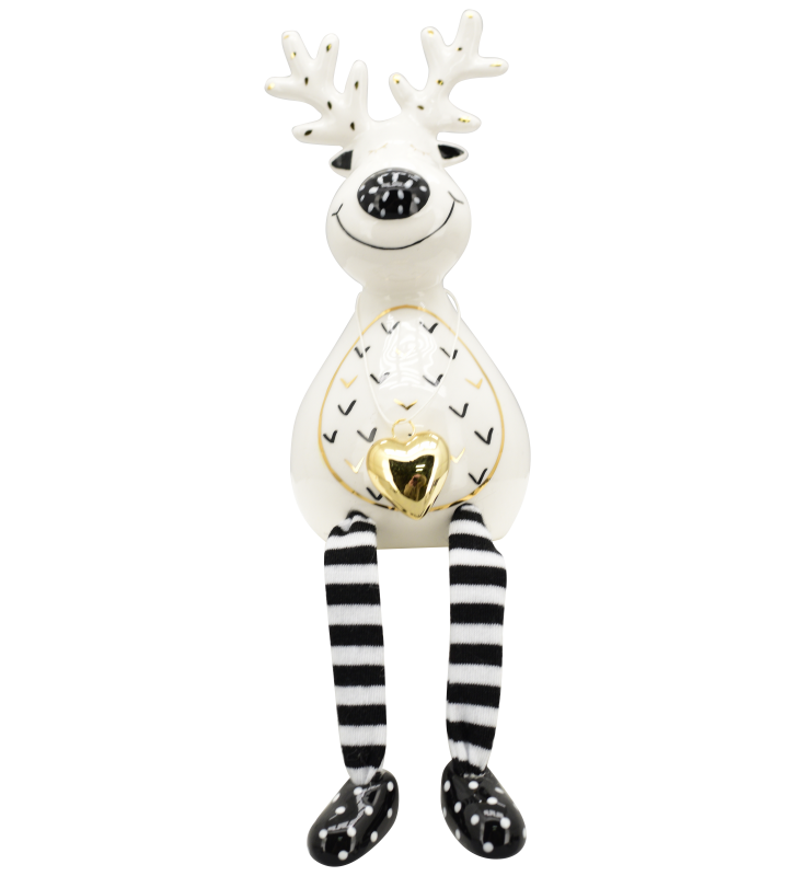 XOXO Rentier Keramik schwarz/weiß ca. 13,7 cm