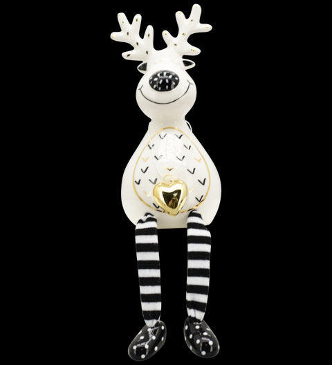 XOXO Rentier Keramik schwarz/weiß ca. 13,7 cm