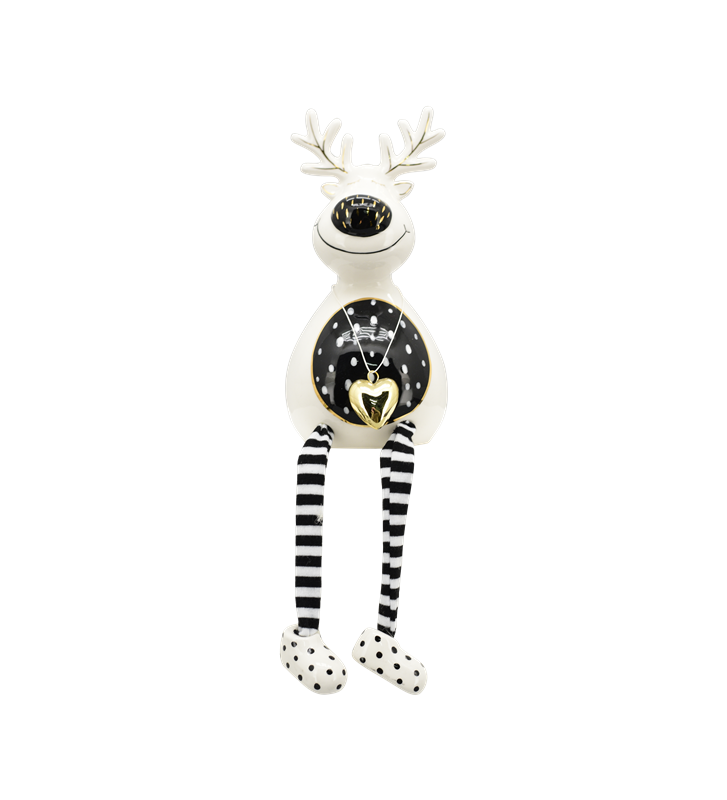 XOXO Rentier Keramik schwarz/weiß ca. 17,5 cm
