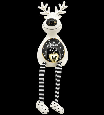 XOXO Rentier Keramik schwarz/weiß ca. 17,5 cm