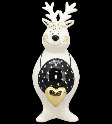 XOXO Rentier Keramik schwarz/weiß/gold ca. 22 cm