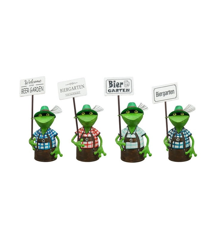 Zaunhocker Biergartenfrosch aus Metall – 30 cm zur Wahl 4 Sprüche