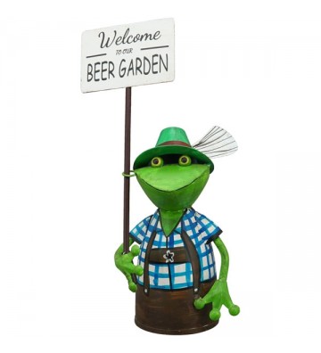 Zaunhocker "Biergartenfrosch" zur Wahl: grün, blau, rot