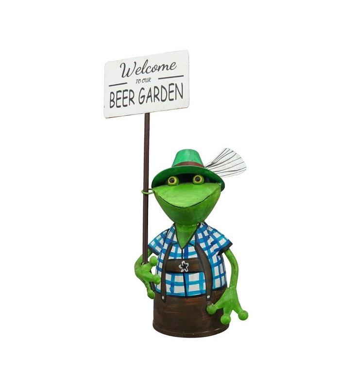 Zaunhocker Biergartenfrosch aus Metall – 30 cm zur Wahl 4 Sprüche
