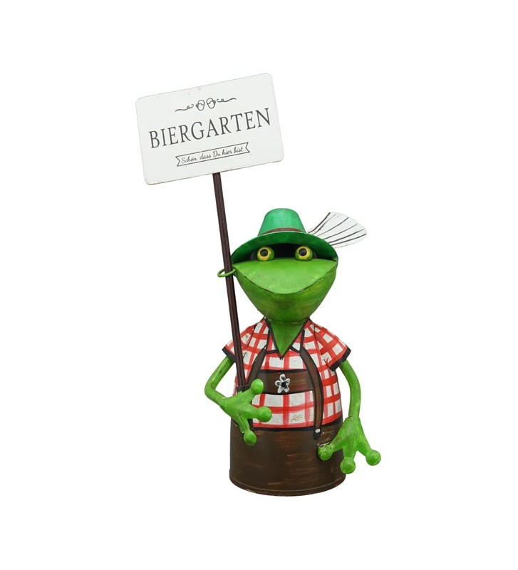 Zaunhocker Biergartenfrosch aus Metall – 30 cm zur Wahl 4 Sprüche