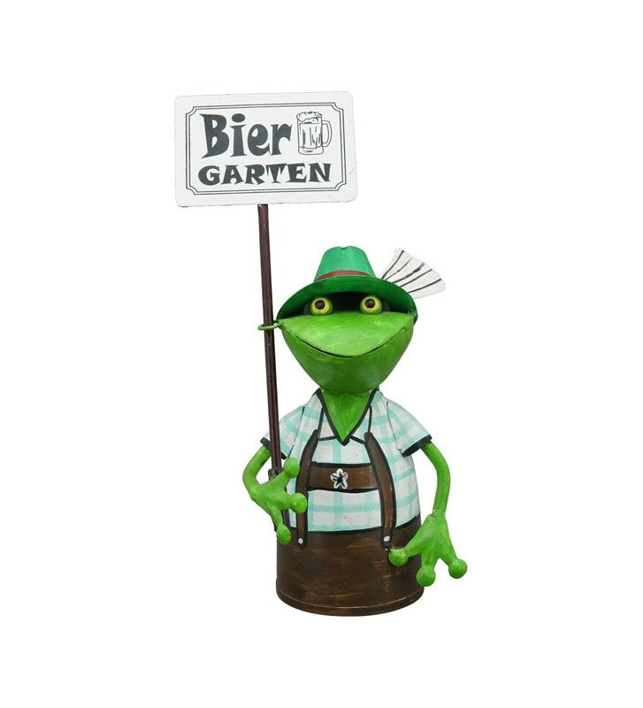 Zaunhocker Biergartenfrosch aus Metall – 30 cm zur Wahl 4 Sprüche