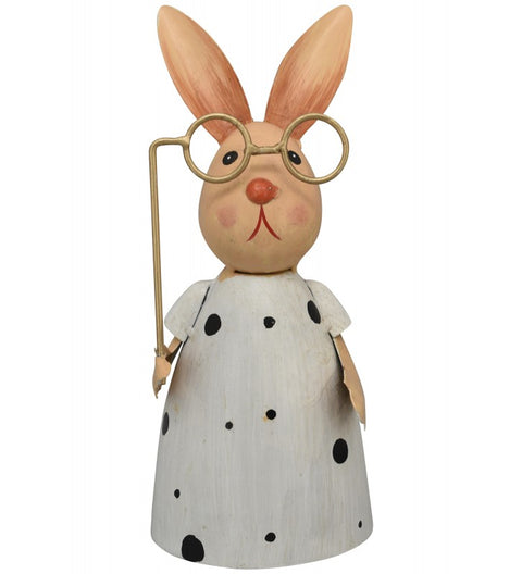 Zaunhocker Hase Metall weiß/schwarz/goldfarben gestreift ca. 12x12x24 cm