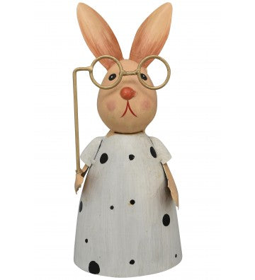 Zaunhocker Hase Metall weiß/schwarz/goldfarben gestreift ca. 12x12x24 cm