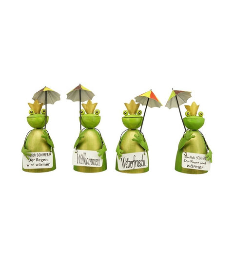 Zaunhocker Wetterfrosch mit Sonnenschirm zur Wahl