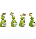 Zaunhocker Wetterfrosch mit Sonnenschirm – 24 cm zur Wahl 4 Schilder