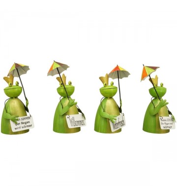 Zaunhocker Wetterfrosch mit Sonnenschirm – 24 cm zur Wahl 4 Schilder