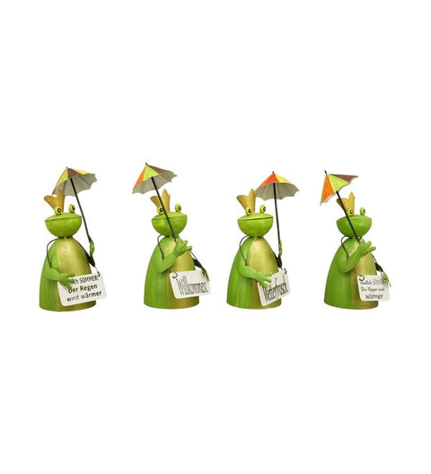 Zaunhocker Wetterfrosch mit Sonnenschirm zur Wahl